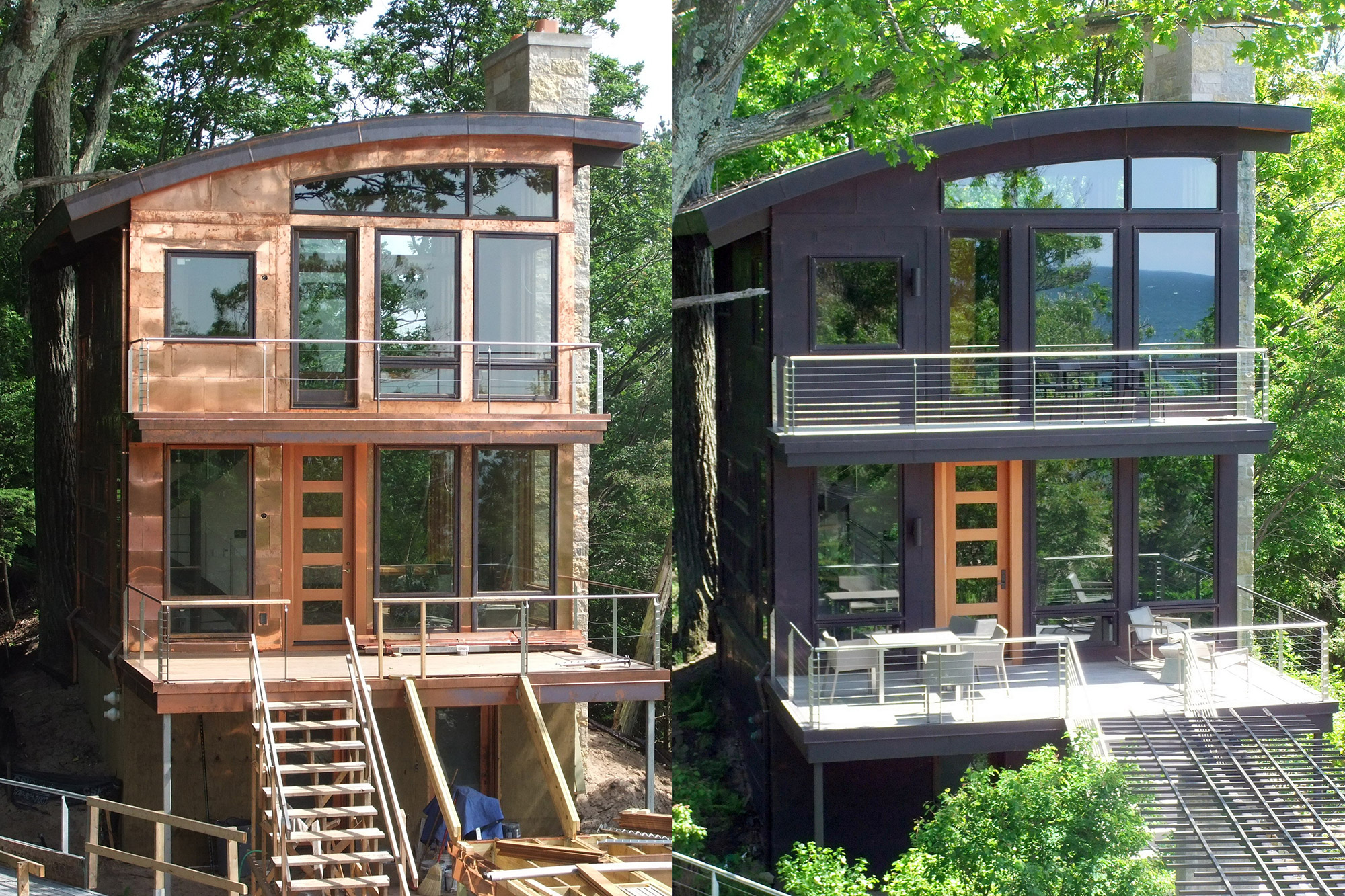 Before and after image of the 'The Dunes' residential home construction project.