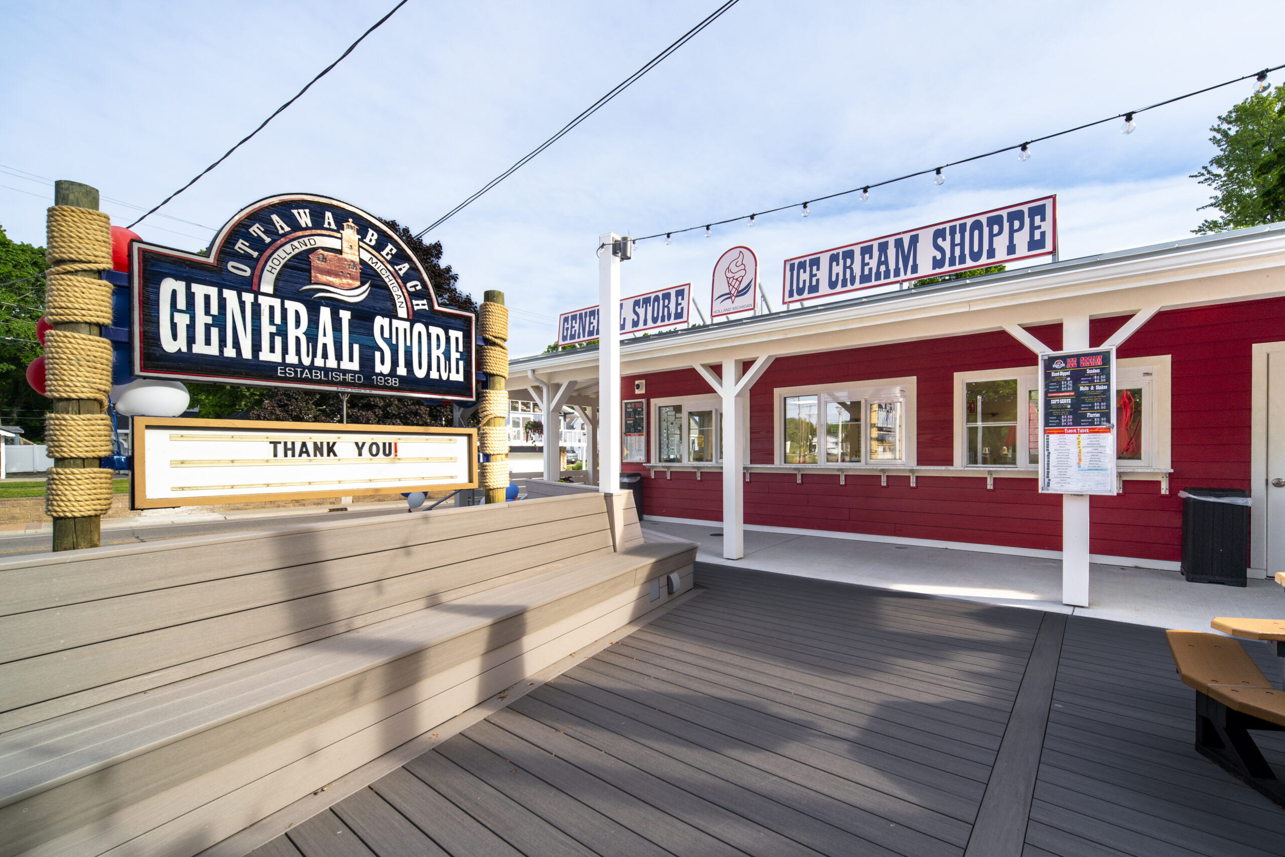 Exterior Photo of the entry signage for the Historic Ottawa Beach General Store in Holland Michigan